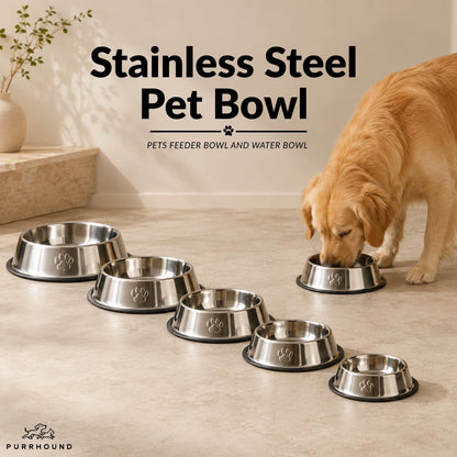 Stainless Steel Dog Bowl with Non-Slip Rubber Base for Small/Medium/Large Pet Pets Feeder Bowl and Water Bowl for Dog