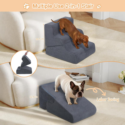 Dog Ramp for Bed, 16.5" H Dog Stairs for High Bed