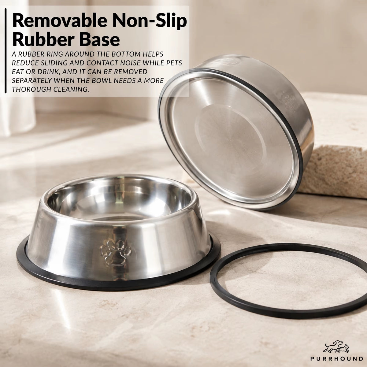 Stainless Steel Dog Bowl with Non-Slip Rubber Base for Small/Medium/Large Pet Pets Feeder Bowl and Water Bowl for Dog