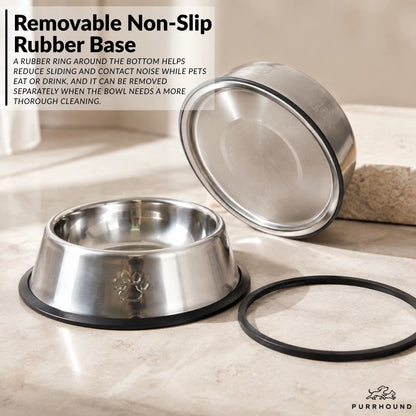 Stainless Steel Dog Bowl with Non-Slip Rubber Base for Small/Medium/Large Pet Pets Feeder Bowl and Water Bowl for Dog