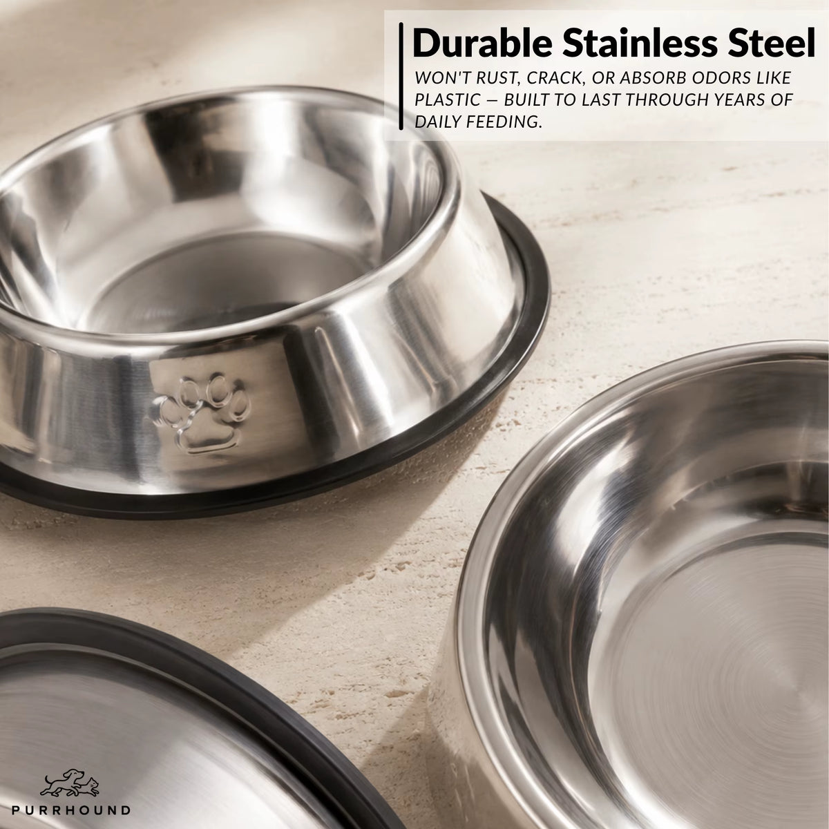 Stainless Steel Dog Bowl with Non-Slip Rubber Base for Small/Medium/Large Pet Pets Feeder Bowl and Water Bowl for Dog