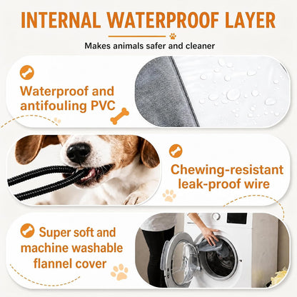 Dog & Cat Heated Bed, 9 Temp Setting & 4 Timer Dog Heating Pad for Outdoor