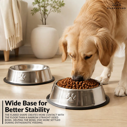 Stainless Steel Dog Bowl with Non-Slip Rubber Base for Small/Medium/Large Pet Pets Feeder Bowl and Water Bowl for Dog