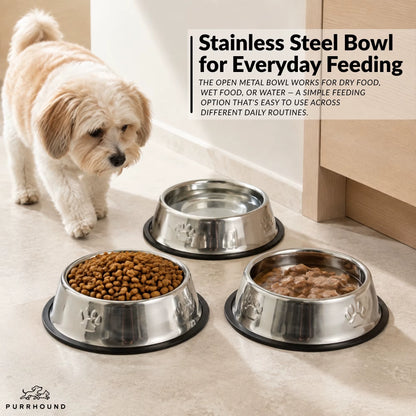 Stainless Steel Dog Bowl with Non-Slip Rubber Base for Small/Medium/Large Pet Pets Feeder Bowl and Water Bowl for Dog